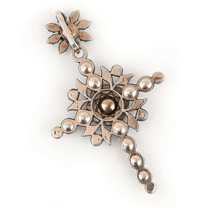 Antique 19th Century Silver Gilt Rose Cut Diamond Flemish Cross, Circa 1860