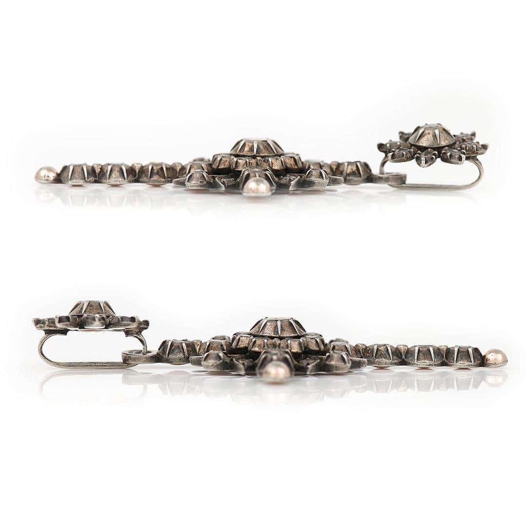 Antique 19th Century Silver Gilt Rose Cut Diamond Flemish Cross, Circa 1860