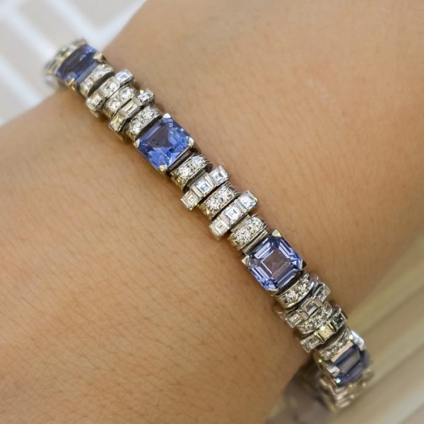 OSCAR HEYMAN SAPPHIRE & DIAMOND BRACELET