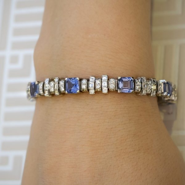 OSCAR HEYMAN SAPPHIRE & DIAMOND BRACELET