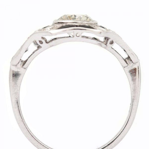 Vintage 1.45ct Diamond and Onyx 18ct Gold Art Deco Style Solitaire Cluster Ring