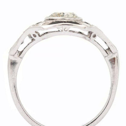 Vintage 1.45ct Diamond and Onyx 18ct Gold Art Deco Style Solitaire Cluster Ring