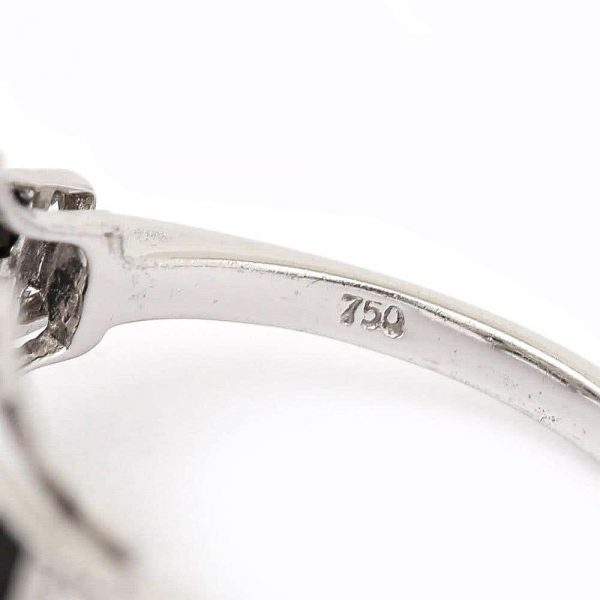 Vintage 1.45ct Diamond and Onyx 18ct Gold Art Deco Style Solitaire Cluster Ring