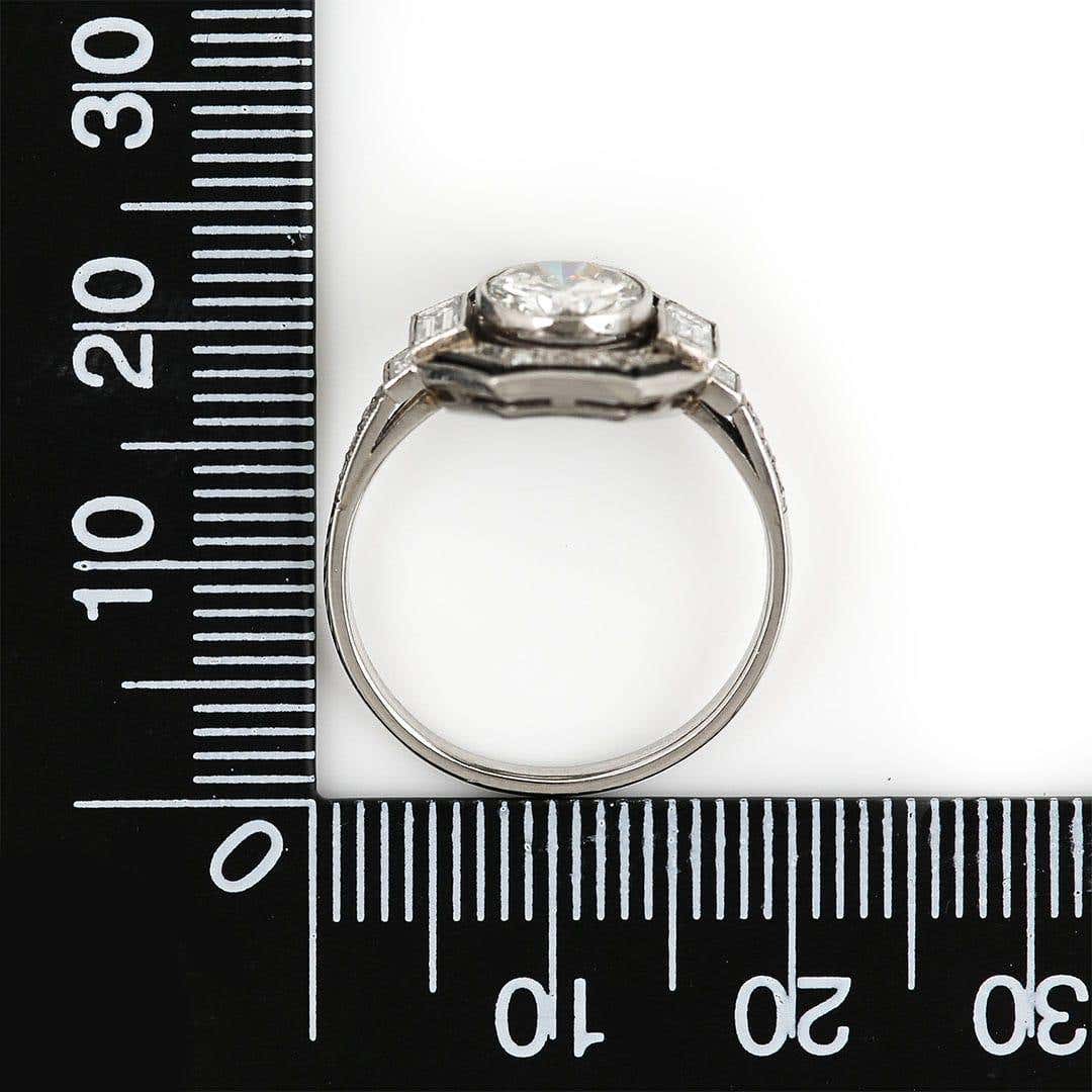 Vintage Art Deco Style Hexagonal 1.50ct Diamond and Onyx Ring