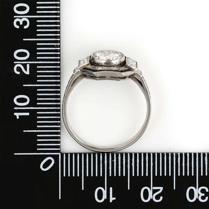 Vintage Art Deco Style Hexagonal 1.50ct Diamond and Onyx Ring