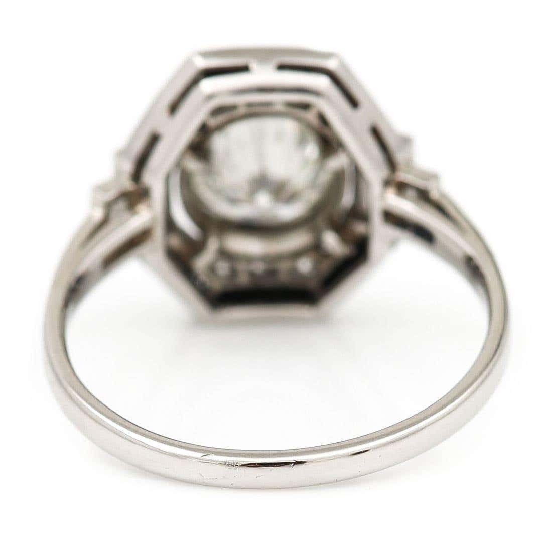 Vintage Art Deco Style Hexagonal 1.50ct Diamond and Onyx Ring