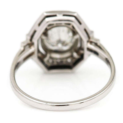 Vintage Art Deco Style Hexagonal 1.50ct Diamond and Onyx Ring