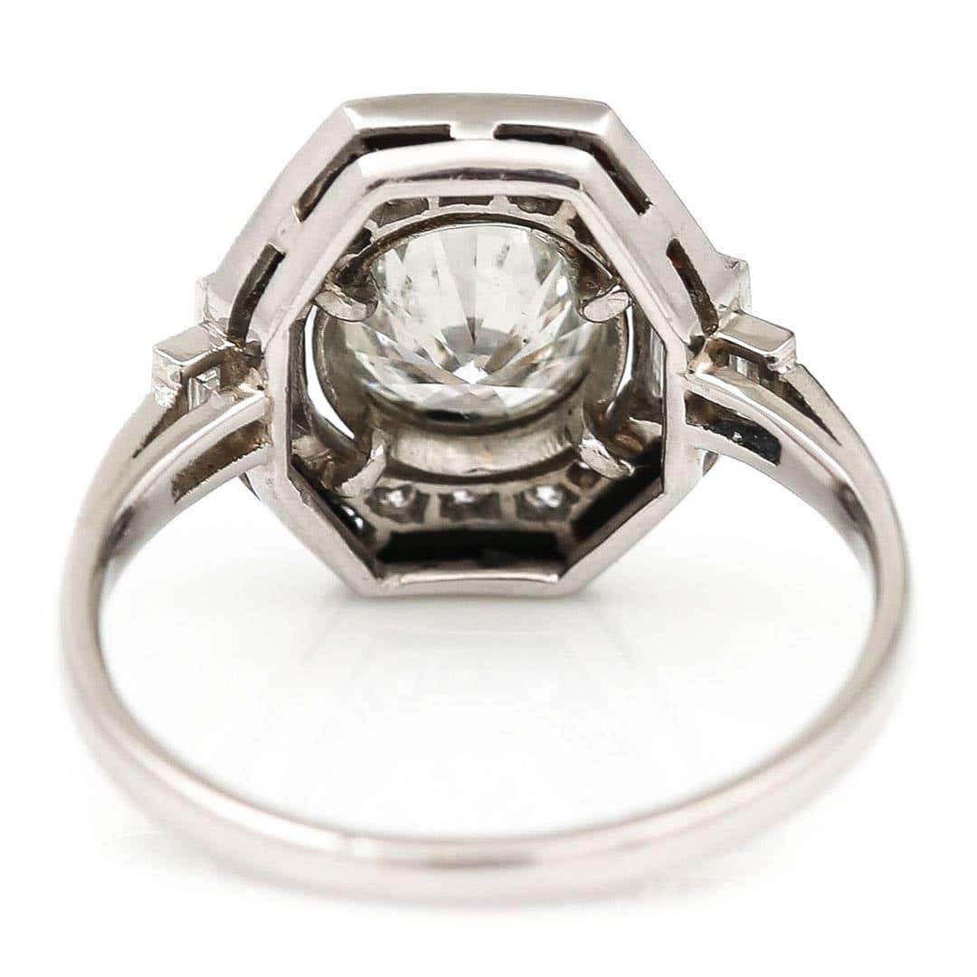 Vintage Art Deco Style Hexagonal 1.50ct Diamond and Onyx Ring