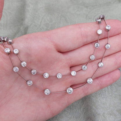 Art Deco Old Cut Diamond Two Row Necklace