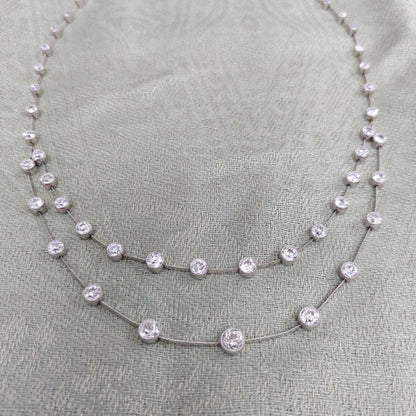 Art Deco Old Cut Diamond Two Row Necklace