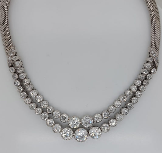 Old European Cut Diamond Two Row Necklace, 19.25cts