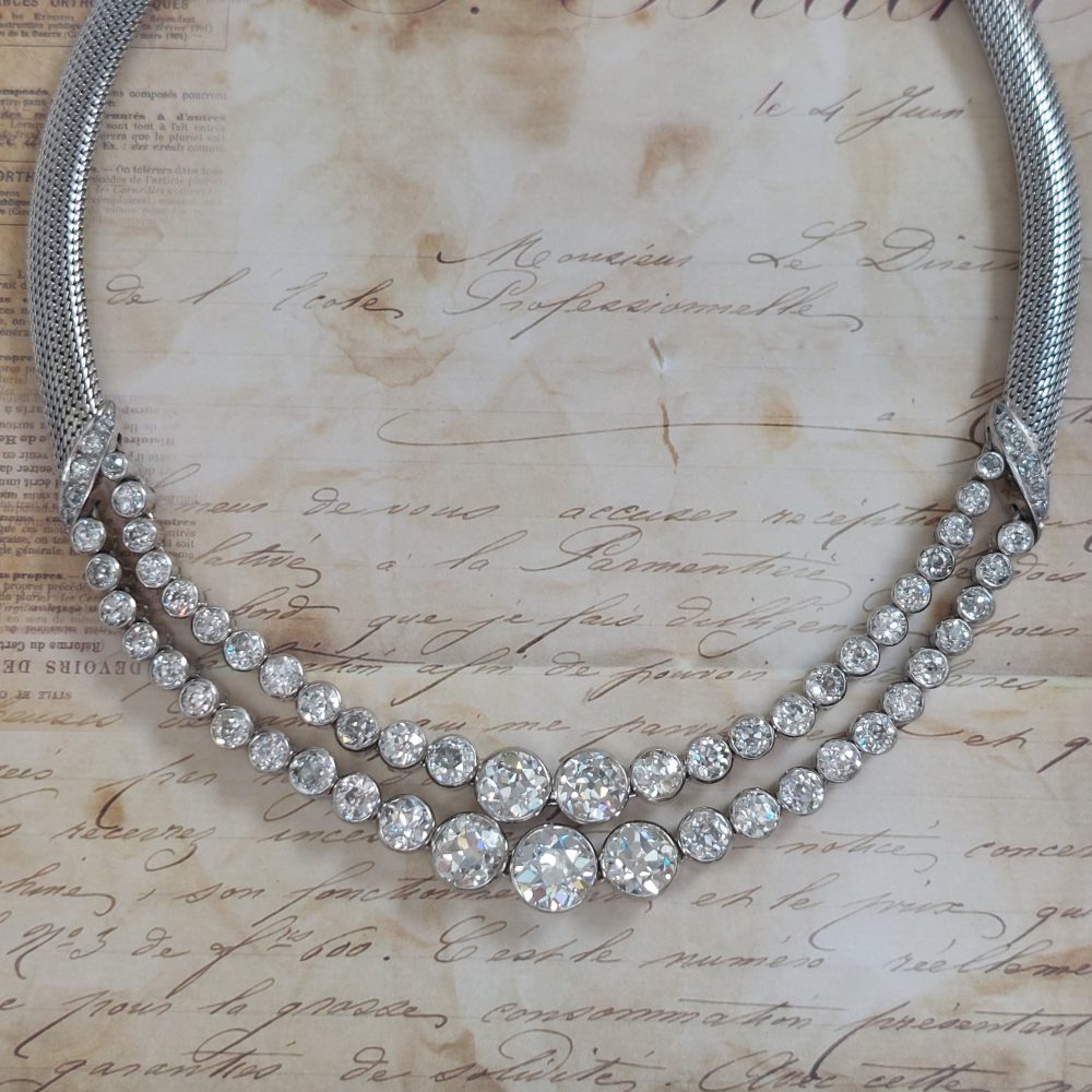 Old European Cut Diamond Two Row Necklace, 19.25cts