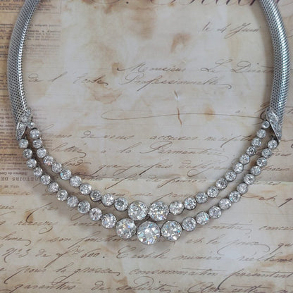 Old European Cut Diamond Two Row Necklace, 19.25cts