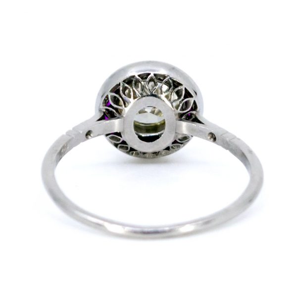 Old European Cut Diamond and Ruby Target Cluster Ring