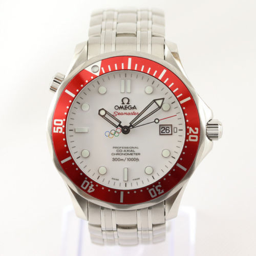 Omega Seamaster, Olympic Limited Edition. Box & Papers red dial watch