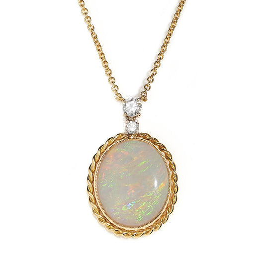 Opal and Diamond Pendant Necklace