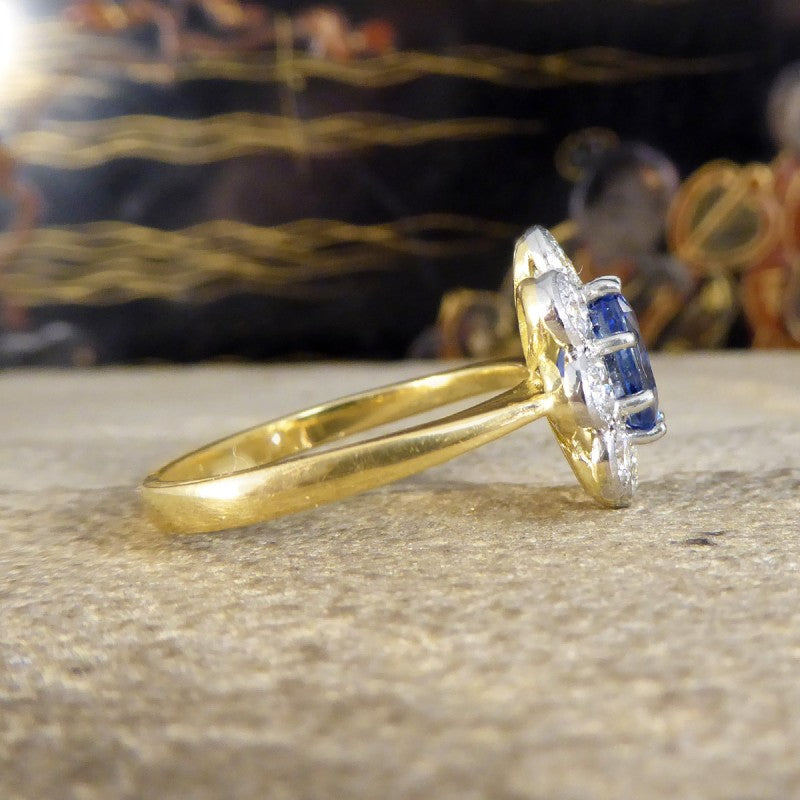 Oval 1.75ct Sapphire and Diamond Cluster Ring