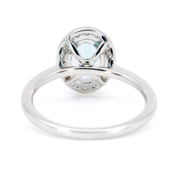Oval Aquamarine And Diamond Cluster 18ct White Gold Ring