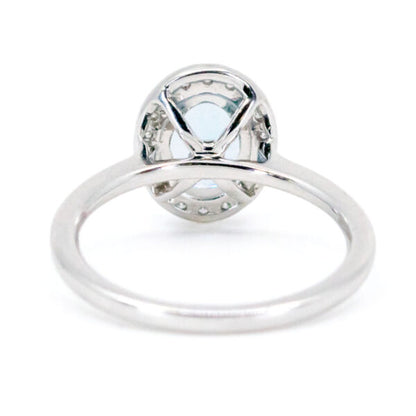 Oval Aquamarine And Diamond Cluster 18ct White Gold Ring