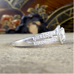 Oval Cut Diamond Cluster Ring with Diamond Set Split Shoulders