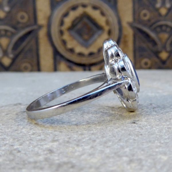 Oval Sapphire 1.70ct and Brilliant Cut Diamond Cluster Ring