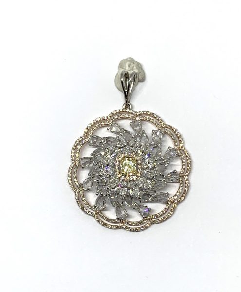 Fancy Yellow Diamond Floral Cluster Pendant, 4.41 carat total