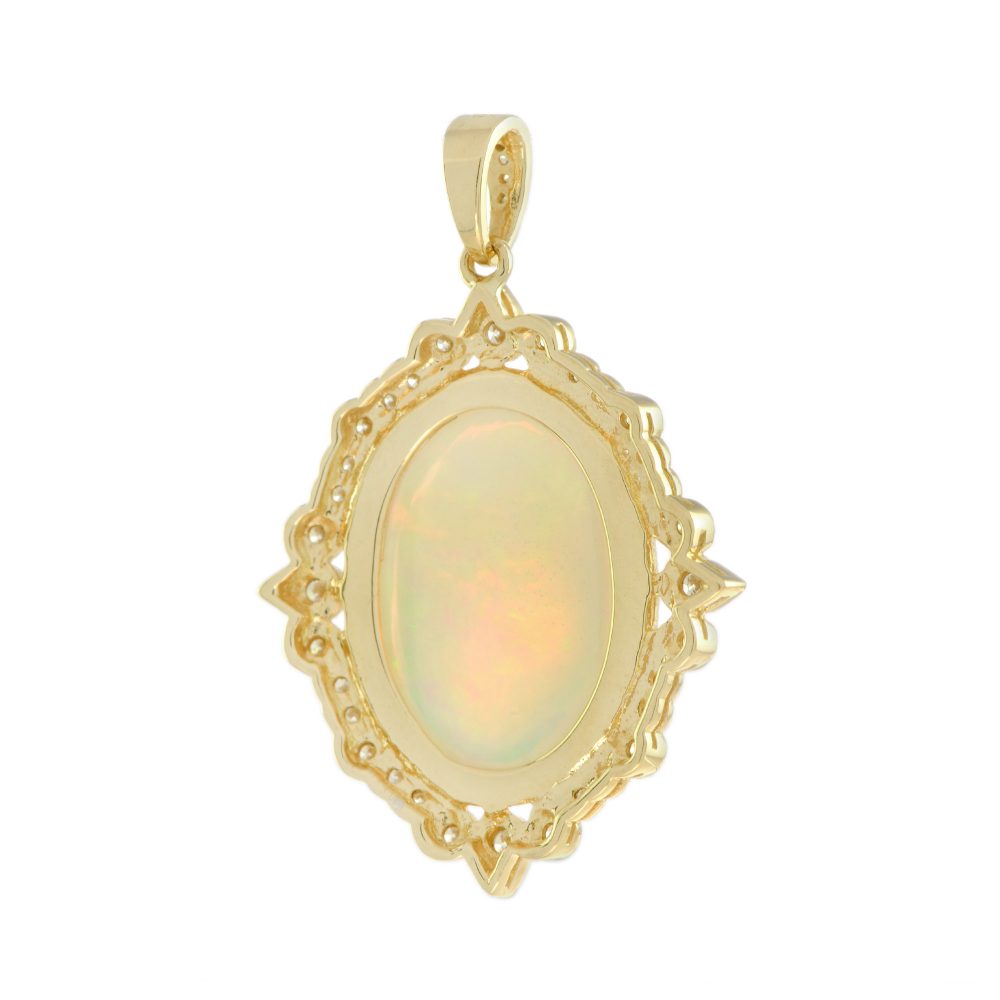 9.46ct Ethiopian Opal and Diamond Cluster Pendant
