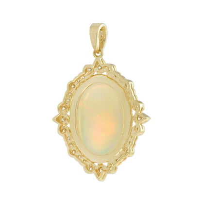 9.46ct Ethiopian Opal and Diamond Cluster Pendant