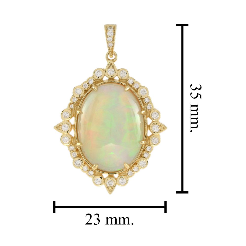 9.46ct Ethiopian Opal and Diamond Cluster Pendant