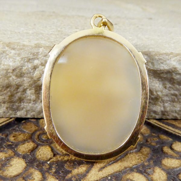 Antique Edwardian French Hallmarked Hard Stone Cameo Pendant
