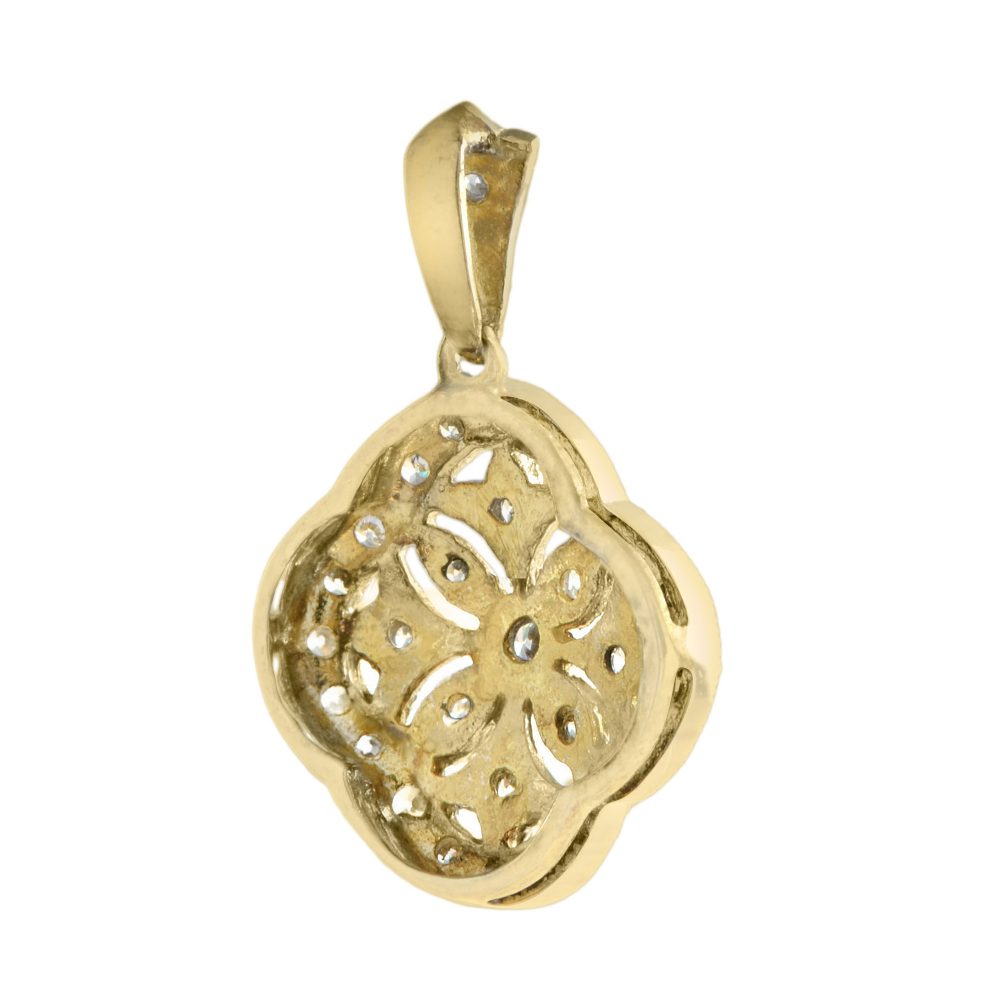 Edwardian Style Diamond Pendant in Two Tone 14ct Gold