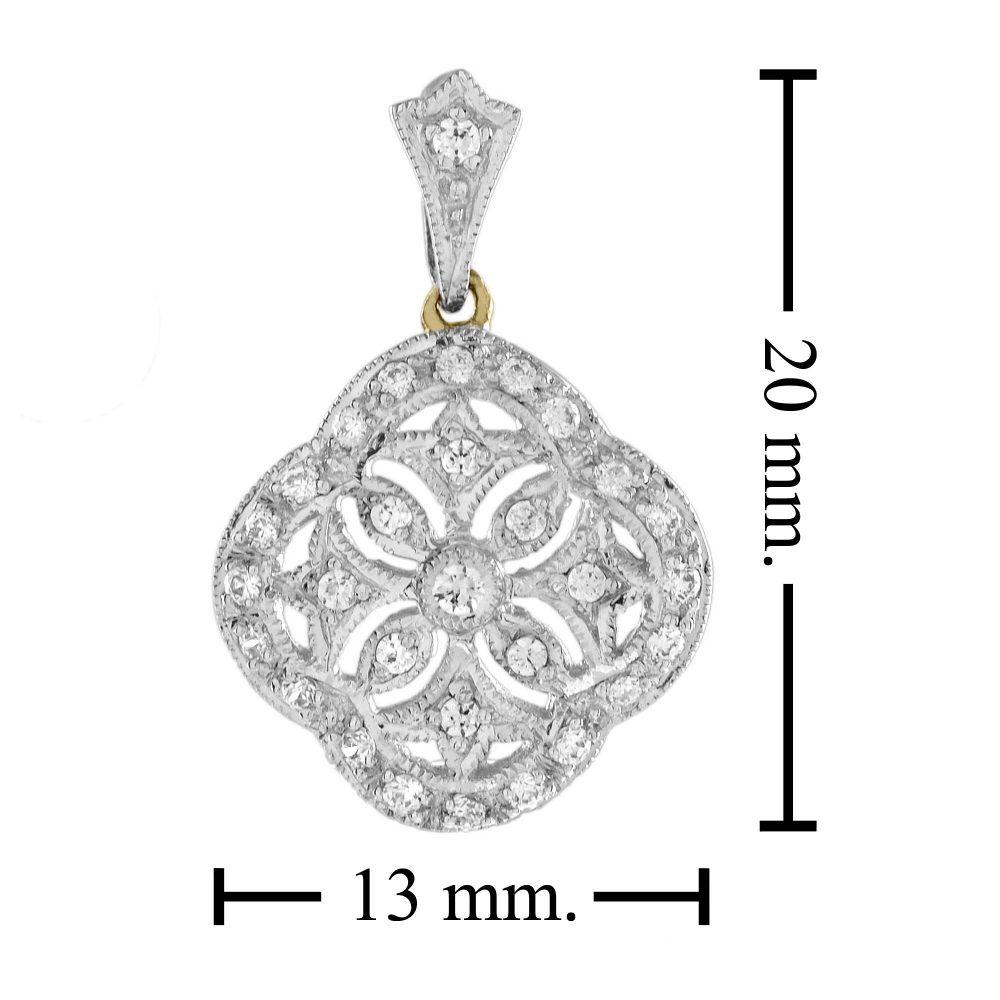 Edwardian Style Diamond Pendant in Two Tone 14ct Gold