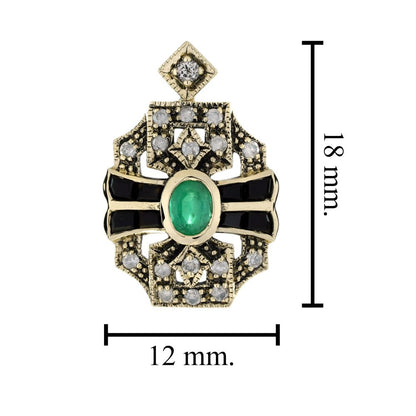 Emerald Onyx and Diamond Pendant in 9ct Yellow Gold