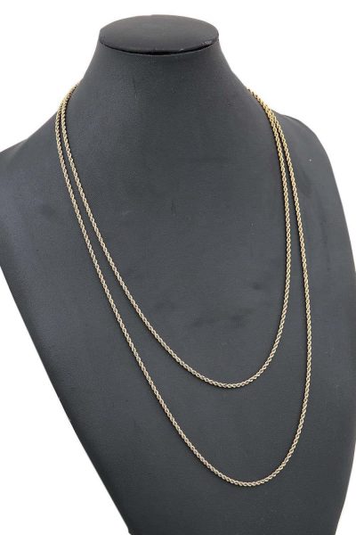 Antique Victorian 15ct Yellow Gold Rope Muff Guard Chain