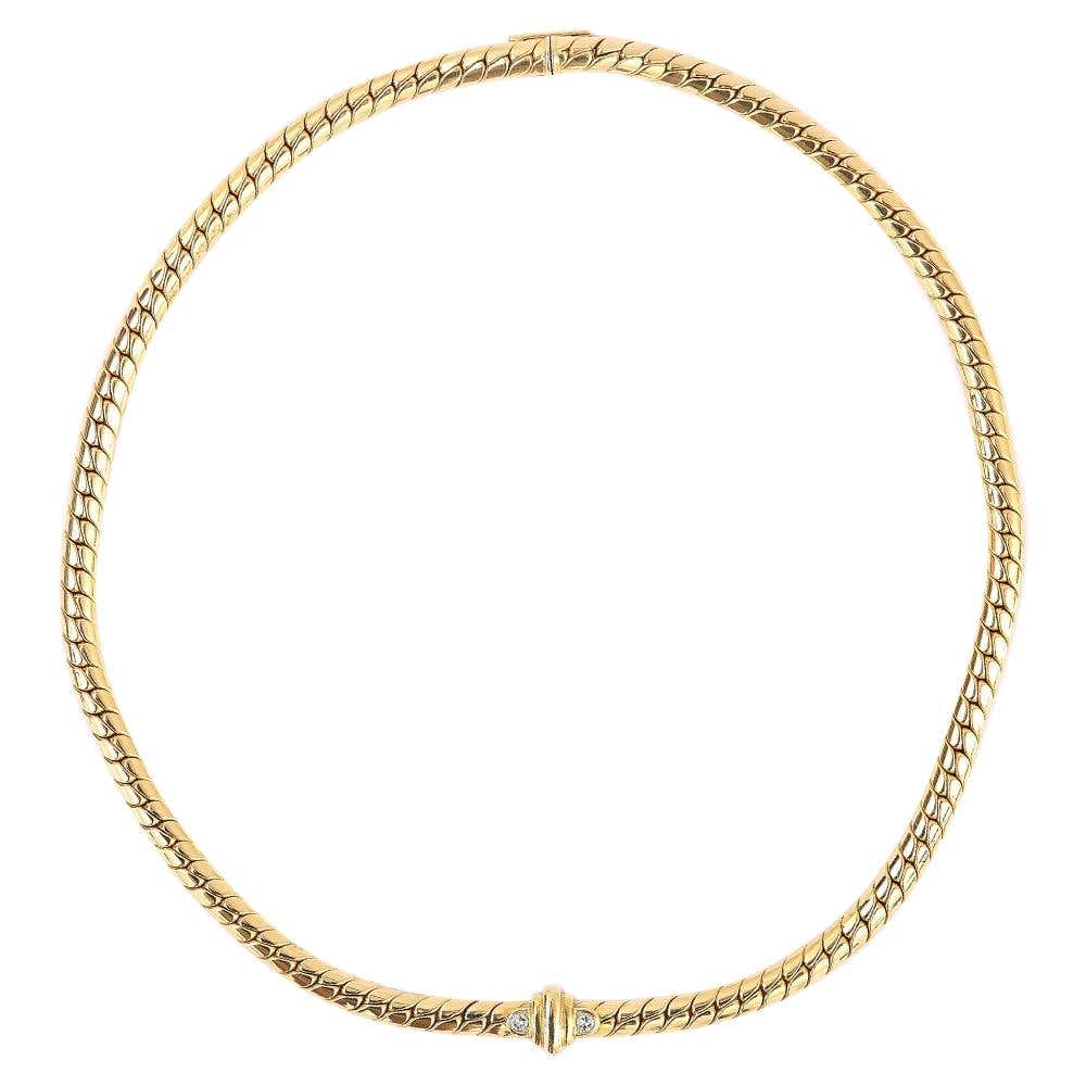 Vintage 18ct Yellow Gold and Diamond Serpentine Collar Necklace