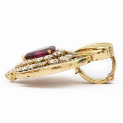 Vintage Ruby, Diamond and Blue Enamel 18ct Yellow Gold Heart Pendant