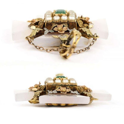 Antique Georgian 15ct Gold Chalcedony Maltese Cross Pendant and Chain, Circa 1830