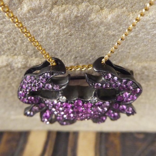 Pink Sapphire & Diamond Crab Pendant Brooch