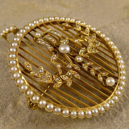 Antique Edwardian Belle Époque Pearl Pendant Brooch