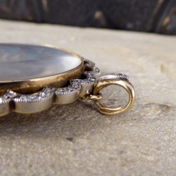 Antique Victorian Old Cut Diamond Set Portrait Pendant