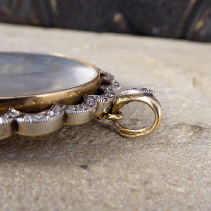 Antique Victorian Old Cut Diamond Set Portrait Pendant