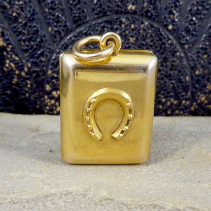 Antique Edwardian Gold Horseshoe Pendant Locket
