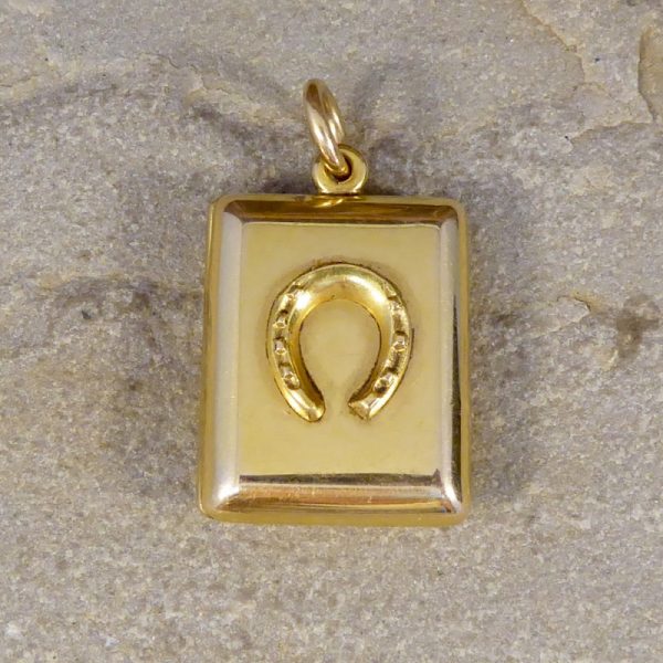 Antique Edwardian Gold Horseshoe Pendant Locket