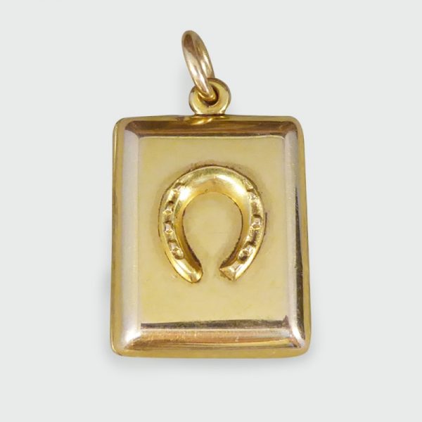 Antique Edwardian Gold Horseshoe Pendant Locket