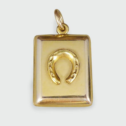 Antique Edwardian Gold Horseshoe Pendant Locket