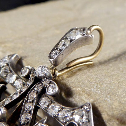 Antique Victorian 3.50ct Diamond Drop Pendant Brooch