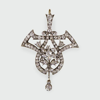 Antique Victorian 3.50ct Diamond Drop Pendant Brooch