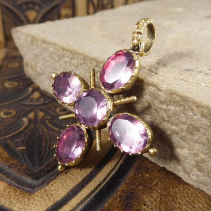 Antique Georgian Foiled Back Paste Cross Pendant in High Carat Gold