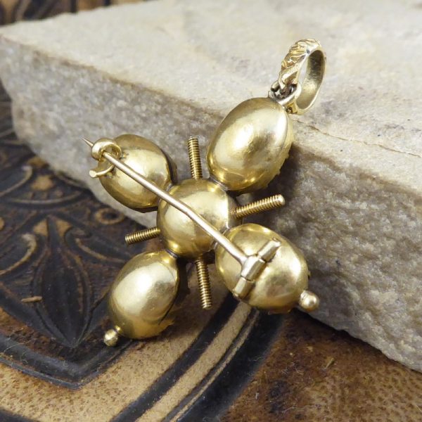Antique Georgian Foiled Back Paste Cross Pendant in High Carat Gold