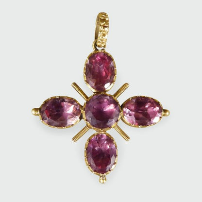 Antique Georgian Foiled Back Paste Cross Pendant in High Carat Gold